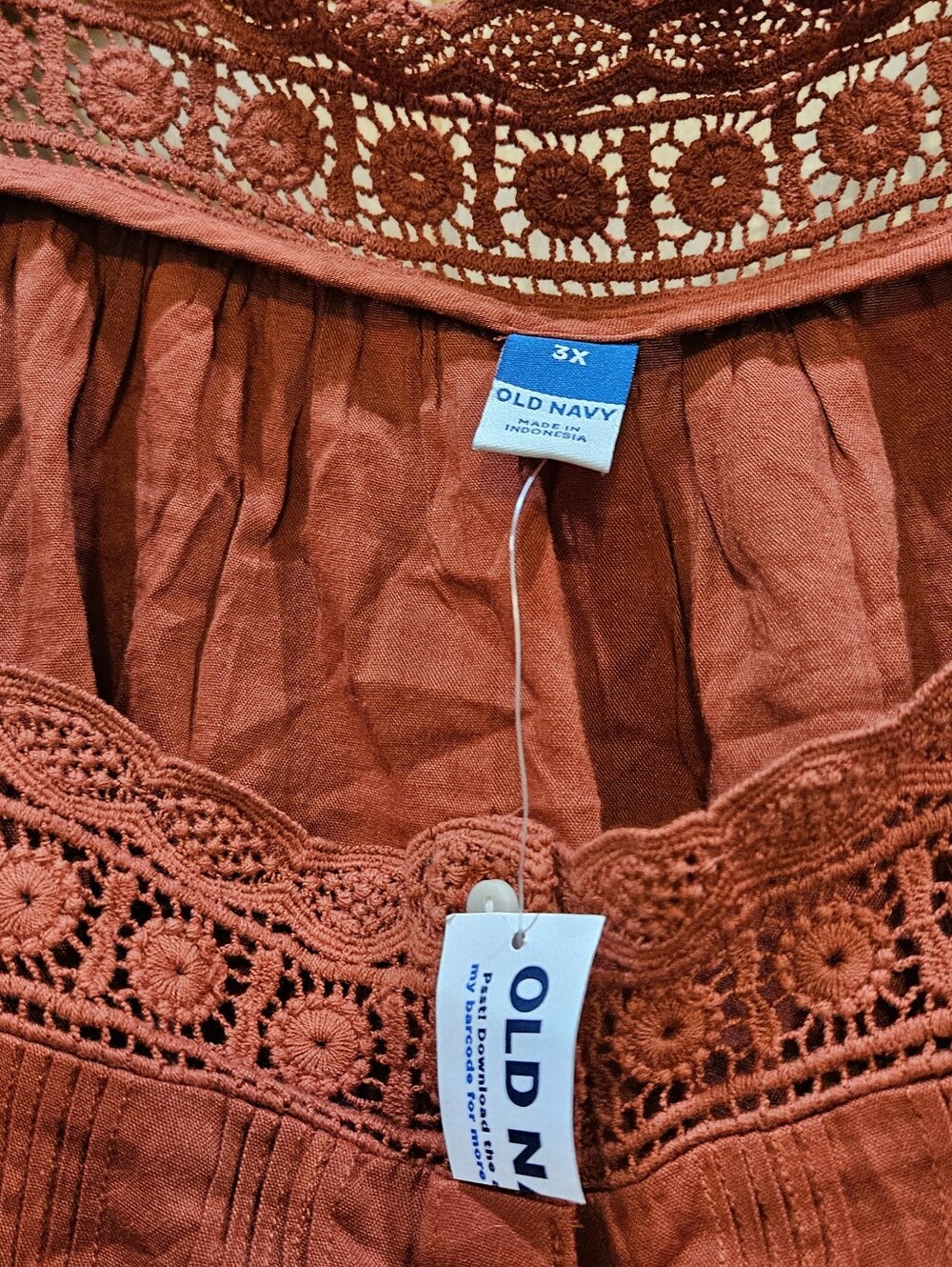 NWT | Old Navy Rust Boho Peasant Top | 3X - Picture 3 of 5